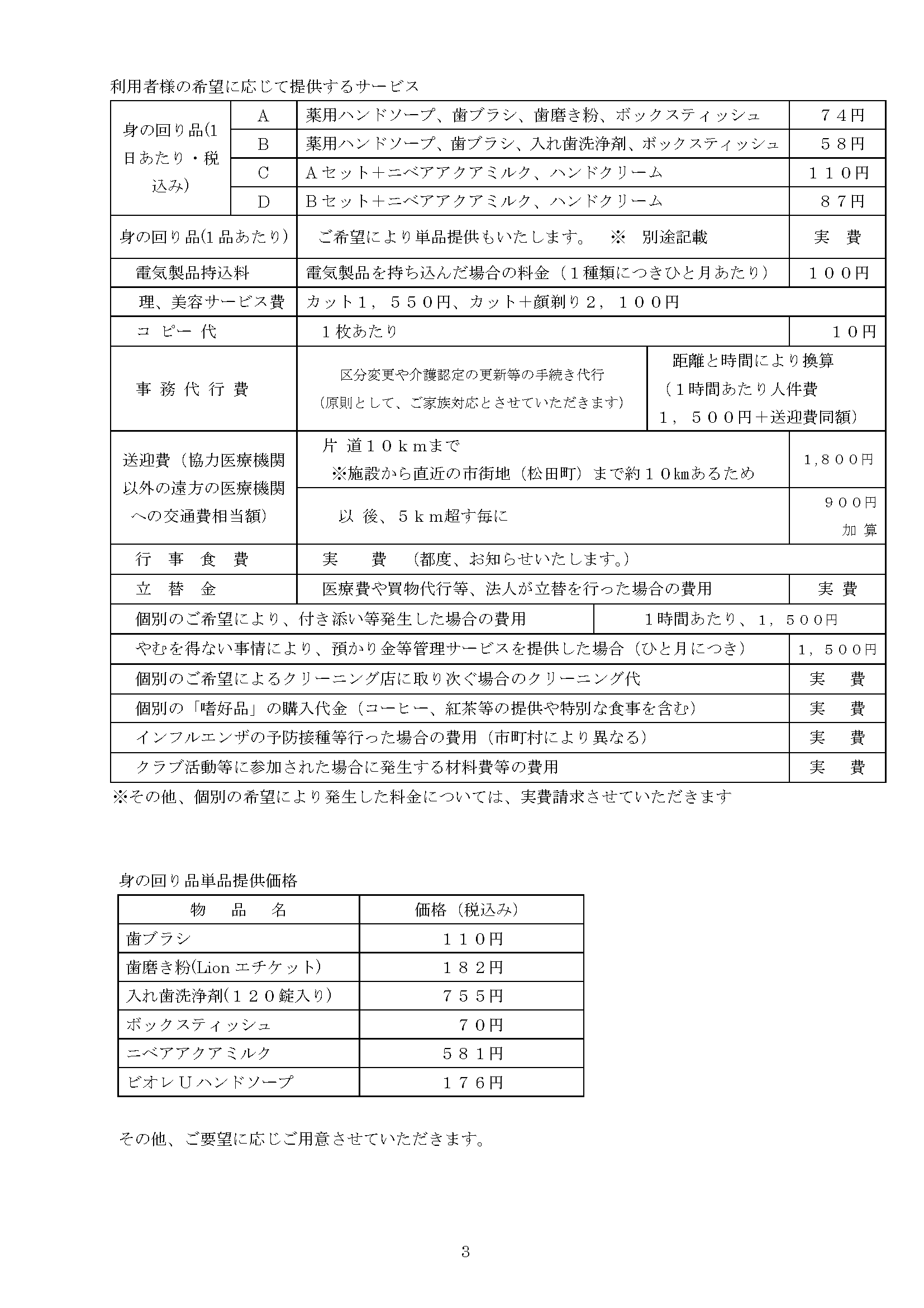 特養・個室料金